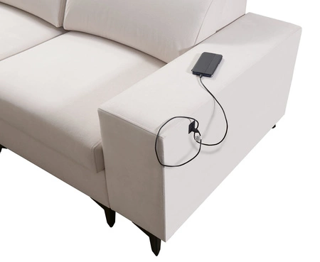 Ecksofa mit Schlaffunktion Kelly Sleek VII hellbraun links geflochten bequemes und funktionelles Ecksofa für Wohnzimmer