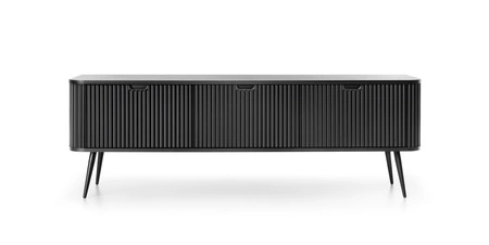 Zoya Möbelset schwarz modernes Design Schrankwand für Wohnzimmer oder Sitzungssaal geschwungene Form der Möbelstücke gewellte Fronten