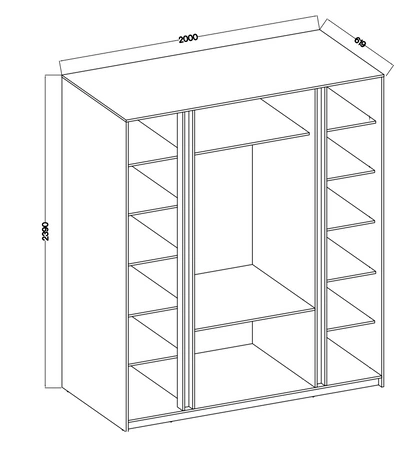 Spiegelschrank Kastano II 200 cm schwarz klassische Form Kantengriffe idealer Kleiderschrank für Schlafzimmer geräumige Schubladen