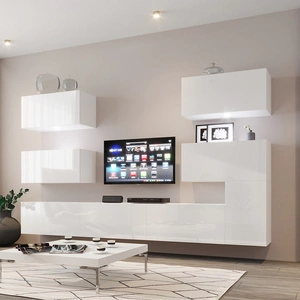 Wohnwand Sidari weiß / weiß glänzend Äußerst stilvolle Wohnwand Optisch attraktiv und funktional