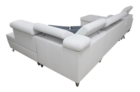 Ecksofa mit Schlaffunktion Dafni V Indisch rosa / weiß links Samt bequem und komfortabel Ecksofa mit verstellbaren Kopfstützen