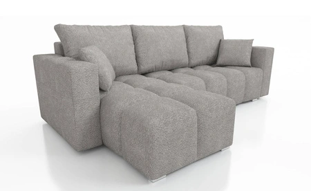 Ecksofa mit Schlaffunktion Linco grau Universal Ecksofa für das Wohnzimmer mit modernem Design aus Boucle-Stoff