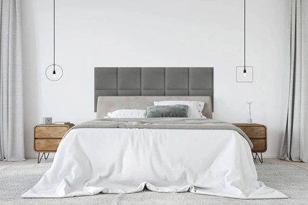 Polsterpaneel Quadra 50x50 cm hellgrau stilvolles Wandpaneel quadratischer Veloursstoff modisches Finish für jede Einrichtung