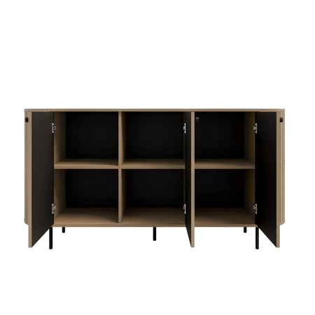 Kommode Ovalio 165 cm Eiche cremona minimalistische Form gemacht Kommode für Wohnzimmer stilvolle ovale Form dekorative Fräsung auf den Körper