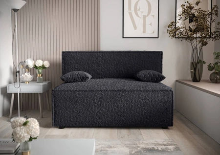Brandon Schlafsofa schwarz modernes Design und breite Funktionalität Stoff mit ausgeprägten Schleife Oberfläche