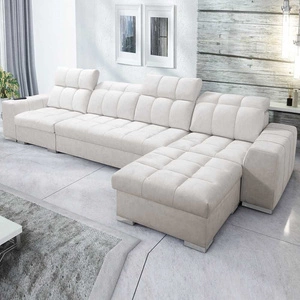 Ecksofa mit Schlaffunktion Luigi XII hellbeige rechte Seite stilvolles Ecksofa für Wohnzimmer in minimalistischer und eleganter Ausführung