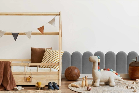 Wally gepolstertes Paneel 30x100 cm hellgrau stilvolles Wandpaneel Zaun Veloursstoff modisches Finish für jede Einrichtung