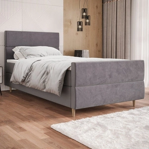 Boxspringbett Benet 90x200 hellgrau im modernen skandinavischen Stil mit gepolstertem Kopf- und Fußteil Bett mit Staukasten