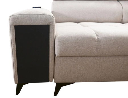 Ecksofa mit Schlaffunktion Bolmso IX beige rechte Seite bequemes Ecksofa für Wohnzimmer mit Schublade Bettzeug Container stilvolles Design