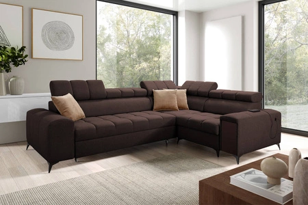Ecksofa mit Schlaffunktion Bolmso II braun rechtsseitig Ecksofa mit Bettzeugschublade mit Vollauszug in der Möbelseite