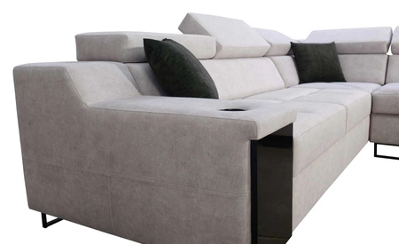 Ecksofa mit Schlaffunktion Alcamo III grau/schwarz rechts Funktions-Ecksofa mit einer Schublade in der Seite zwei Behälter für Bettzeug