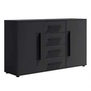 Kommode Maxione 150 cm schwarz elegant und vielseitig Stil der Kommode für Schlafzimmer oder Wohnzimmer geschmackvolle schwarze Griffe