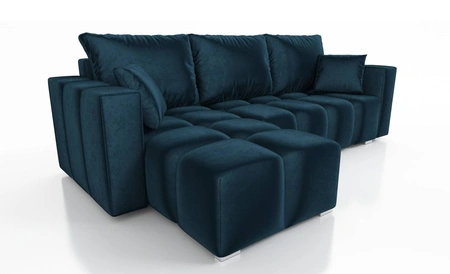 Ecksofa mit Schlaffunktion Linco dunkelblau universal Ecksofa mit modernem Design aus weichem Samtstoff