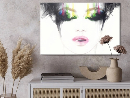 Leinwandgemälde abstraktes weibliches Gesicht 100x70 cm zeitlose Dekoration jedes Interieurs ausdrucksstarke Farben hohe Qualität der Verarbeitung