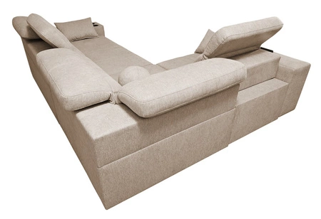 Ecksofa mit Schlaffunktion Tesalia II beige links bequemes Ecksofa für Wohnzimmer mit verschiebbarer Rückenlehne Bettzeugcontainer