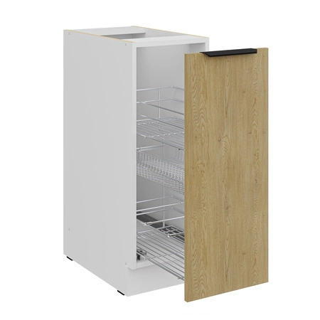 Küchenmöbel Set Cremona 300 cm elegante Küchenschränke mit Metallkantengriffen Schrank mit Ladekorb