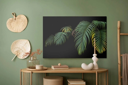 Leinwandbild mit Palmenblättern 100x70 cm zeitlose Dekoration für jedes Interieur Bild in ausdrucksstarken Farben hohe Verarbeitungsqualität