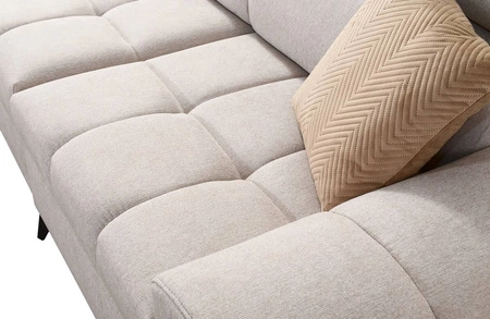Ecksofa mit Schlaffunktion Bolmso XI Senf linke Seite stilvolles Design Ecksofa mit Schublade und Bettzeugkästen