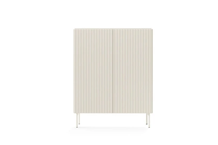 Möbelset Muti beige Designer-Wohnwand auffällige Rillen in den Möbelfronten und Korpus Push-to-Open-System