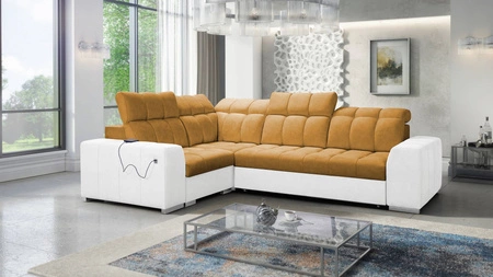 Ecksofa mit Schlaffunktion Luigi II honig/weiß links Komfort für die tägliche Entspannung Ecksofa mit Bettkasten
