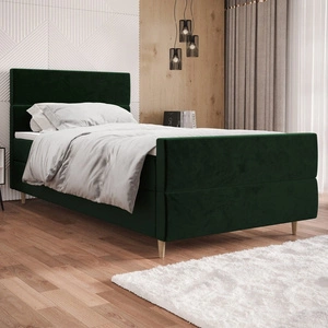 Boxspringbett Benet 90x200 flaschengrün im modernen skandinavischen Stil mit gepolstertem Kopf- und Fußteil Bett mit Staukasten