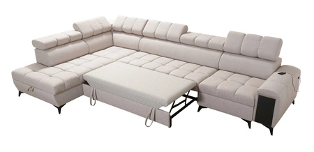 Ecksofa mit Schlaffunktion Bolmso XI grün linke Seite stilvolles Design Ecksofa Bett mit Schublade und Bettzeug Container