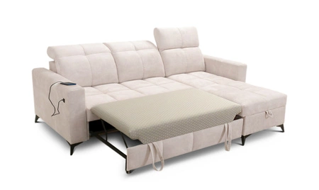 Ecksofa mit Schlaffunktion Laredo olive rechte Ecke komfortables und stilvolles Schlafsofa mit Bettzeugcontainer