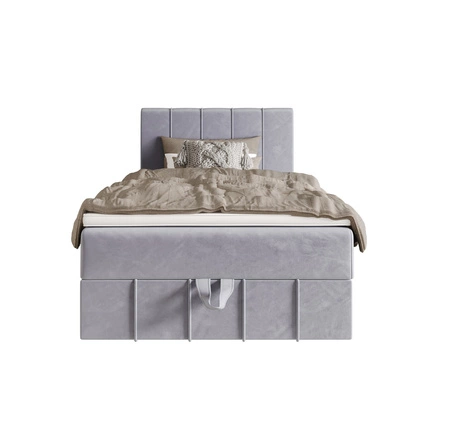 Boxspringbett Casey 100x200 blau Bett im modernen skandinavischen Stil mit gepolstertem Kopfteil Bett mit Staukasten