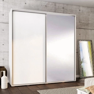 Verspiegelter Schiebeschrank Penelopa 205 cm weiß modernes Garderobendesign Aluminiumtürführung und Laufsystem