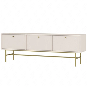 RTV-Schrank Kioto III 180 cm beige stilvolles Design Metallrahmenschrank mit nach unten öffnenden Türen gedeckte Farben