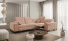 Ecksofa mit Schlaffunktion Penejos II Lux lachsfarbenes komfortables Ecksofa für das Wohnzimmer mit bequemer ausziehbarer Fußstütze