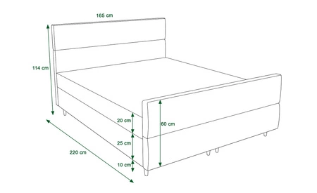 Boxspringbett Benet 160x200 hellgrau Bett im modernen skandinavischen Stil mit markantem Kopf- und Fußteil