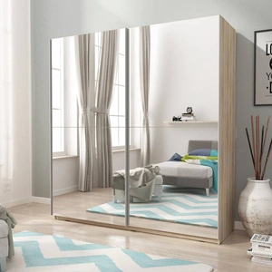 Idest 200 cm Schiebeschrank Eiche sonoma moderne Garderobe ideal für ein Schlafzimmer Kleiderschrank oder Flur