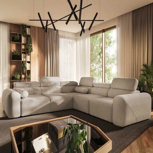 Ecksofa mit Schlaffunktion Cantare III beige rechte Seite bequemes und stilvolles Ecksofa für Wohnzimmer zwei Container für Bettzeug