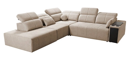 Ecksofa mit Schlaffunktion Tesalia IX braun links modernes Design komfortable Schiebelehne Schublade in der Seite des Möbels