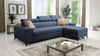 Ecksofa mit Schlaffunktion Bolmso blau rechtsseitiges Ecksofa mit zwei Bettkästen praktische Schublade in der Seite des Möbels