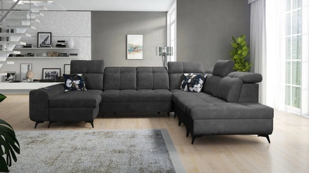 Ecksofa mit Schlaffunktion Buffalo X graphit links funktionelles und bequemes Ecksofa für einen Raum mit Bettzeugcontainern