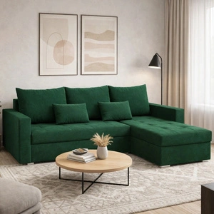Ecksofa mit Schlaffunktion Fasti Bis Flasche grün universal Ecksofa mit einem Bettzeugcontainer Garantie für den höchsten Komfort