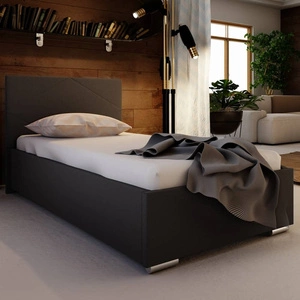 Hernani 90x200 schwarz gepolstertes Bett mit modernem Kopfteil ideal für Jugendzimmer oder kleine Schlafzimmer