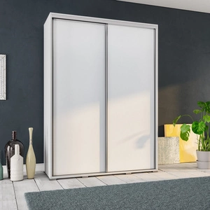 Schiebeschrank Penelope 155 cm weiß modernes Schranksystem Aluminium-Türführung und Laufsystem