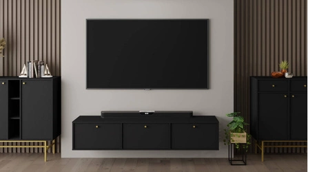 Kioto IV RTV-Wandschrank 180 cm schwarz graphit stilvolles Design mit zeitlosen Farben Türen öffnen nach unten