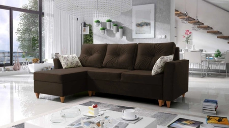 Ecksofa mit Schlaffunktion Topeka braun linke Seite stilvolles und modernes Design, das sich in jede Einrichtung einfügt