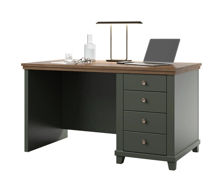 Schreibtisch mit Schubladen Evora 140 cm Flasche grün / Eiche lefkas elegantes Design wird Liebhaber von ausdrucksstarken Interieur für das Arbeitszimmer oder Büro begeistern