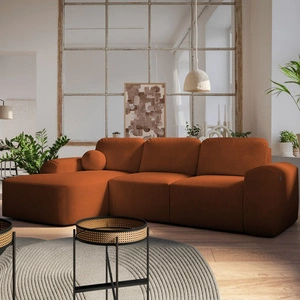 Ecksofa mit Schlaffunktion Arbon ziegelrot linke Ecke modernes Design mit markanter Form weicher Stoff