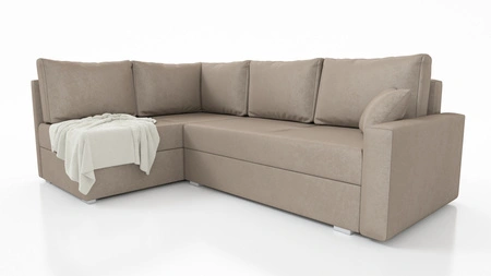 Ecksofa mit Schlaffunktion Nofi dunkelbeige links modernes Design ein schlichter und stilvoller Korpus, der in jede Einrichtung passt