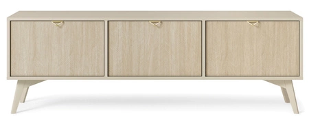 RTV Schrank Wald 158 cm beige / beige Fischgrät skandinavisches Design geschmackvolles Fischgrätdekor auf den Fronten elegante Goldgriffe