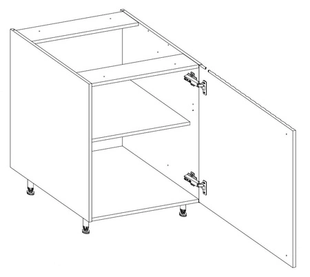 Chevron 60 D 1F BB Steh-Küchenschrank mit Regal Fischgräten-Dekorfront feuchtigkeits- und beschädigungsbeständiger Schrank
