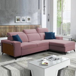 Ecksofa mit Schlaffunktion Kelly Indian Pink rechtsseitiger Samt Komfort und Funktionalität Ecksofa mit Lattenrost
