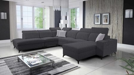 Ecksofa mit Schlaffunktion Kelly Sleek X rechts graphit extrem elegantes Ecksofa für Wohnzimmer mit verstellbaren Kopfstützen