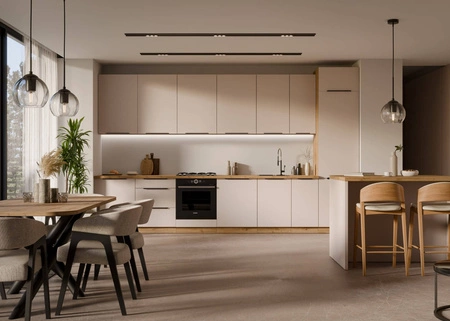 Küchenmöbelset Soela 390 cm perfekte Küchenschränke für moderne Einrichtungen dezente und natürliche Farben